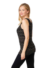 Tianello Taupe "Stripe" Knit "Heidie" Tank - Black