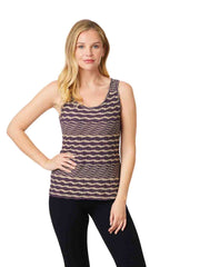 Tianello Taupe "Stripe" Knit "Heidie" Tank - Steel/Black