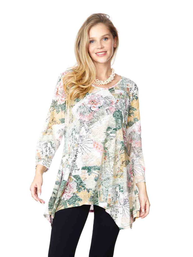 Tianello "YUKO" Print Cotton Burnout "Asbury" Tunic-Wash