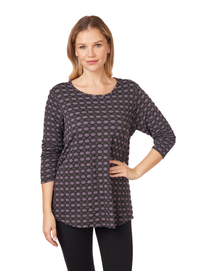 Tianello Honeycomb Knit Jersey "Martha" Blouse-Steel