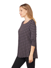 Tianello Honeycomb Knit Jersey "Martha" Blouse-Steel