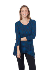 Tianello "YUKO" Knit Jersey Jacquard "Asbury" Tunic - Midnight Teal
