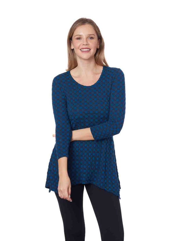 Tianello "YUKO" Knit Jersey Jacquard "Asbury" Tunic - Midnight Teal