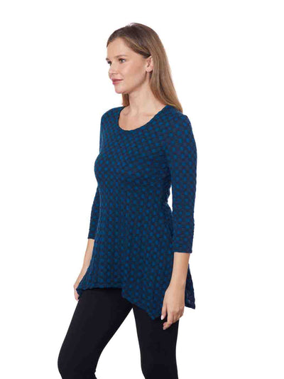Tianello "YUKO" Knit Jersey Jacquard "Asbury" Tunic - Midnight Teal