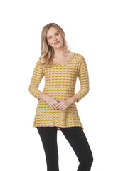 Tianello "Yazdi" Knit Jersey Jacquard Livia Tunic-Bright Gold