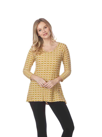 Tianello "Yazdi" Knit Jersey Jacquard Livia Tunic-Bright Gold