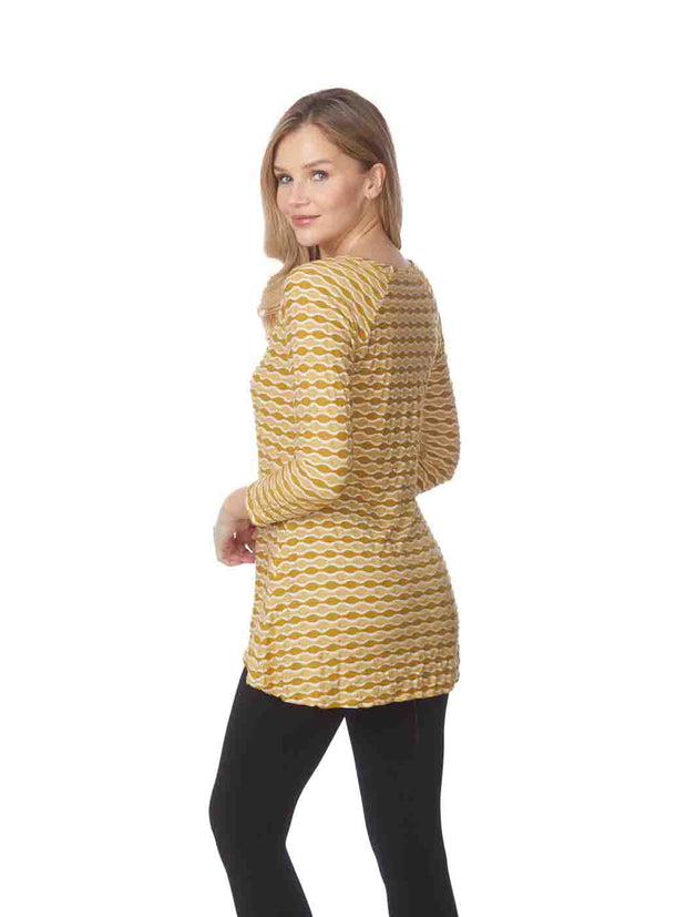 Tianello "Yazdi" Knit Jersey Jacquard Livia Tunic-Bright Gold