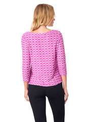 Tianello "Yazdi"  Knit Jersey Jacquard 3/4 Sleeve "Ballet" Tee