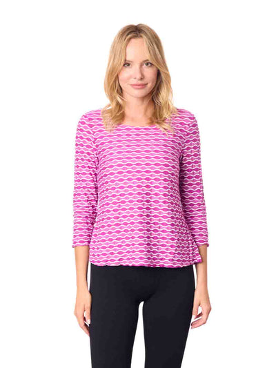 Tianello "Yazdi"  Knit Jersey Jacquard 3/4 Sleeve "Ballet" Tee