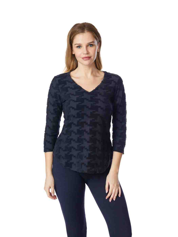 Tianello "Zahara" Knit Jacquard L.S. "Samia" Tunic-Black