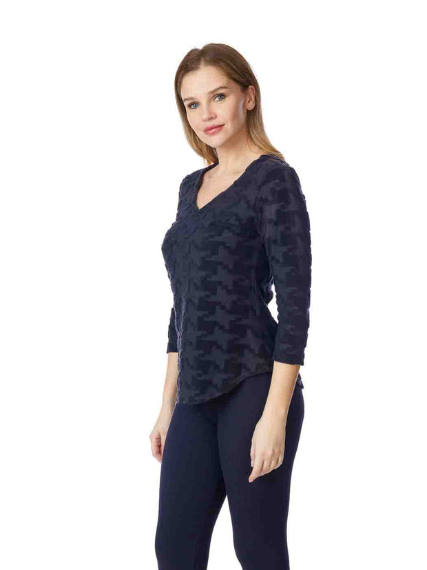 Tianello "Zahara" Knit Jacquard L.S. "Samia" Tunic-Black