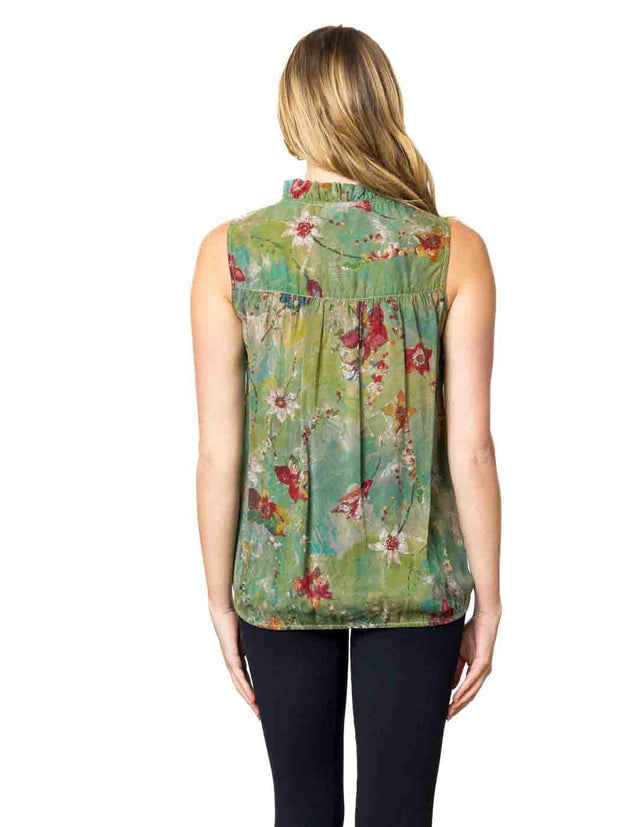 Tianello Print Sueded   "CUPRO" Rayon Georgette  Sleeveless  "Helen"  Blouse