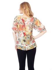 Tianello  - printed, Sueded CUPRO Rayon Georgette "Summer"  Blouse-Wash