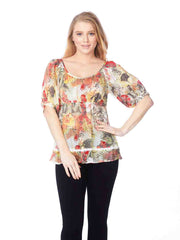 Tianello  - printed, Sueded CUPRO Rayon Georgette "Summer"  Blouse-Wash