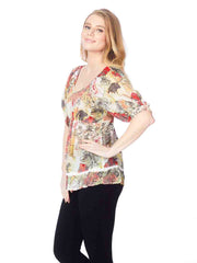 Tianello  - printed, Sueded CUPRO Rayon Georgette "Summer"  Blouse-Wash