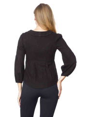  Tianello  TENCEL™ "VINE" Jacquard "Yeva"  Blouse-Black