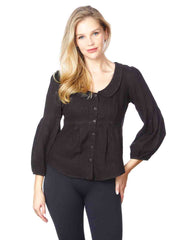  Tianello  TENCEL™ "VINE" Jacquard "Yeva"  Blouse-Black