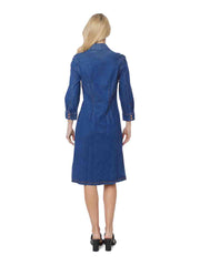 Tianello TENCEL™ Cotton Stretch "Denim" Long Duster "Daphne" Shirt Dress