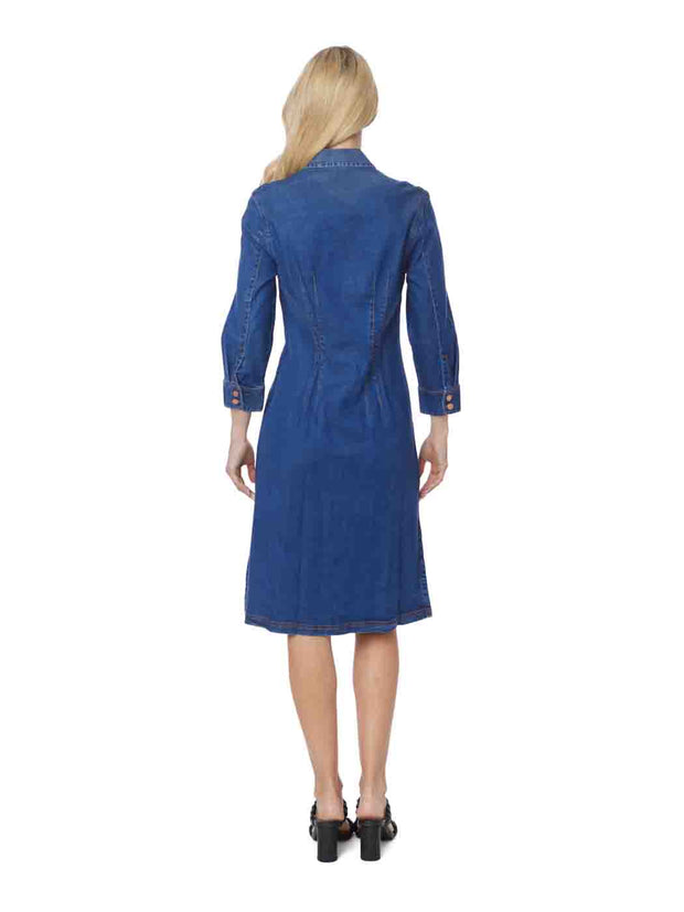 Tianello TENCEL™ Cotton Stretch "Denim" Long Duster "Daphne" Shirt Dress