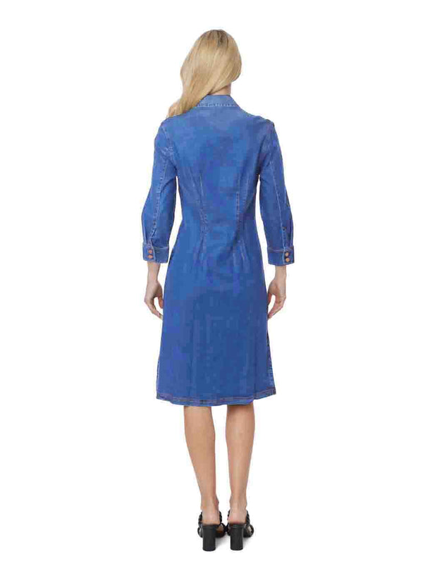 Tianello TENCEL™ Cotton Stretch "Denim" Long Duster "Daphne" Shirt Dress