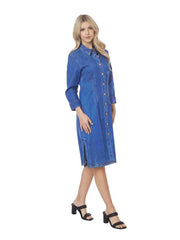 Tianello TENCEL™ Cotton Stretch "Denim" Long Duster "Daphne" Shirt Dress