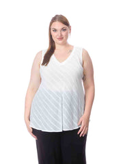 Tianello Plus Sized "St. John" Egyptian Cotton  "Erika" Bias Tank-White