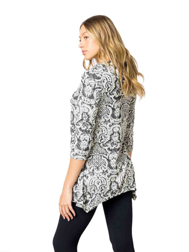 Tianello "Adelle" Print Knit Jersey "Siri" Cowl Tunic