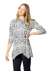 Tianello "Adelle" Print Knit Jersey "Siri" Cowl Tunic