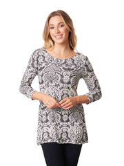 Tianello "Adele" French Knit Jersey Jacquard "Mara" Tunic 