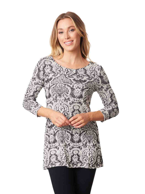 Tianello "Adele" French Knit Jersey Jacquard "Mara" Tunic 