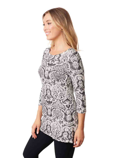 Tianello "Adele" French Knit Jersey Jacquard "Mara" Tunic 