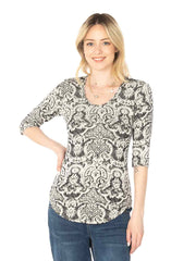 Tianello "ADELLE" French Knit Jacquard  S.S. "Koi" Tee