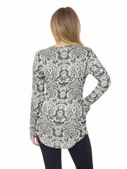 Tianello "ADELLE" French Knit Jacquard  L.S. "Koi" Tee-WASH