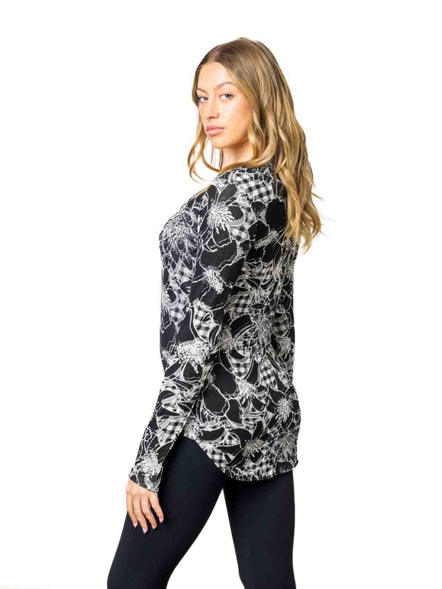 Tianello "Bowdeen" French Knit Jacquard  L.S. "Koi" Tee