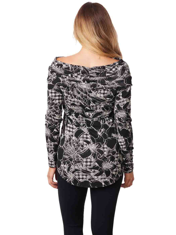 Tianello "Bowdeen" French Knit LS "Koi Cowl" Tunic