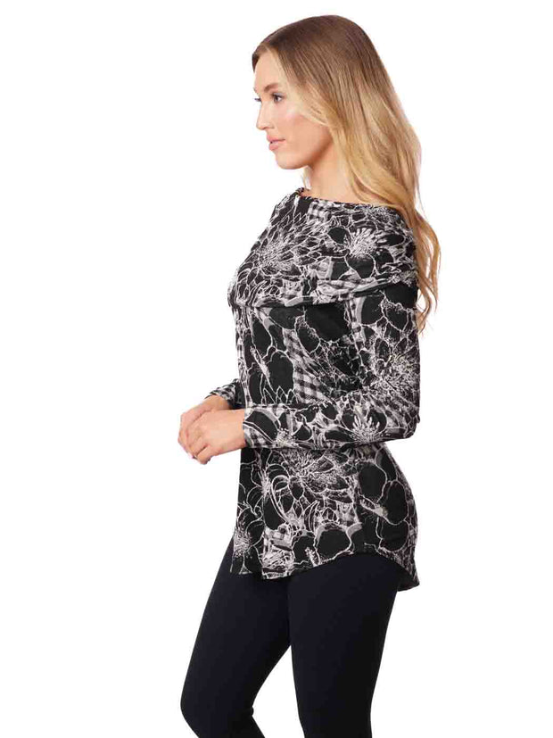 Tianello "Bowdeen" French Knit LS "Koi Cowl" Tunic