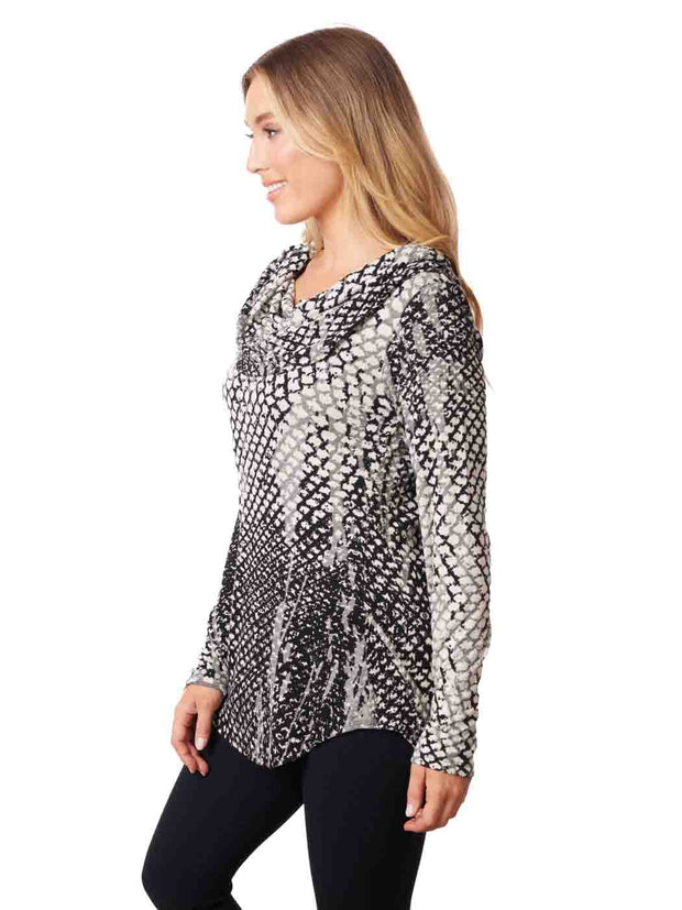Tianello "Coquil" French Knit LS "Koi Cowl" Tunic