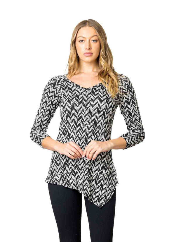Tianello "Chevron" French Knit "Toni" Tunic