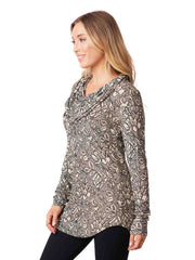 Tianello "Daunita" French Knit LS "Koi" Cowl Tunic