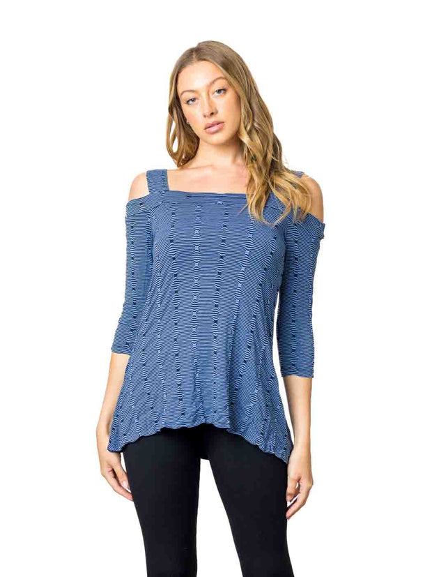 Tianello "FIANNA"  French Knit "Simha" Cold Shoulder, Tunic