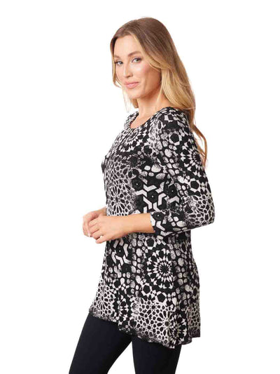 Tianello "Mieko" French Knit Jersey Jacquard "Mara" Tunic