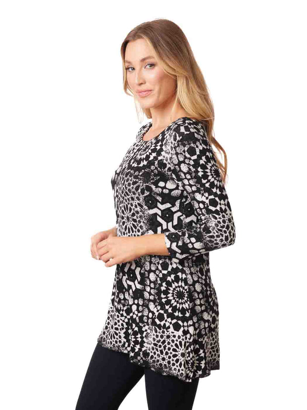 Tianello "Mieko" French Knit Jersey Jacquard "Mara" Tunic