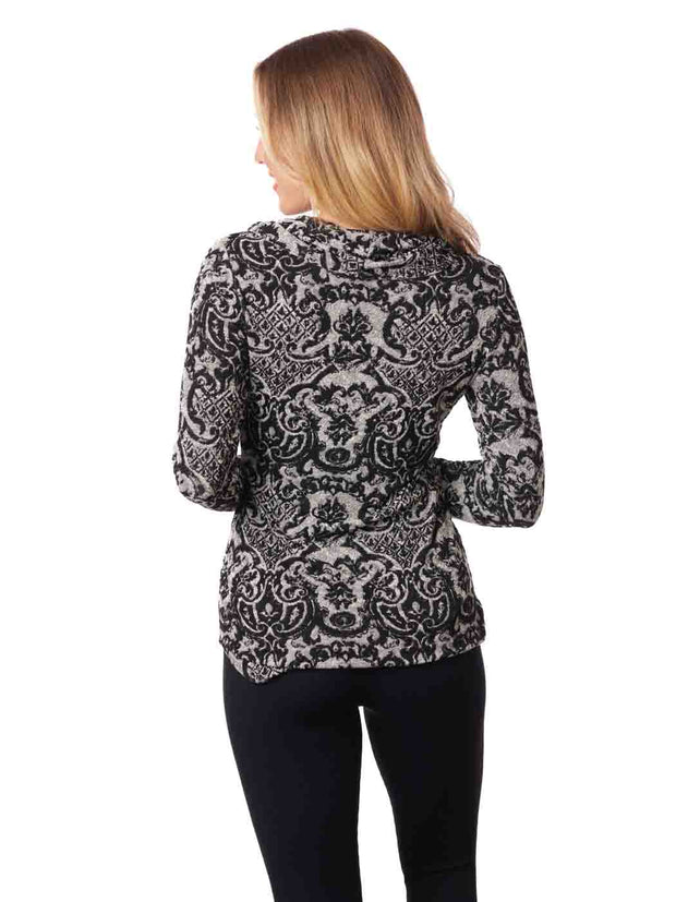  Tianello "Oriana" French Knit LS "Koi Cowl" Tunic 