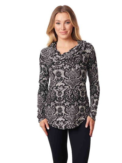  Tianello "Oriana" French Knit LS "Koi Cowl" Tunic 
