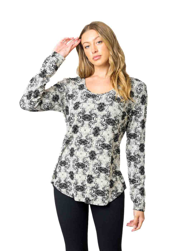 Tianello "Ripple" French Knit Jacquard  L.S. "Koi" Tee