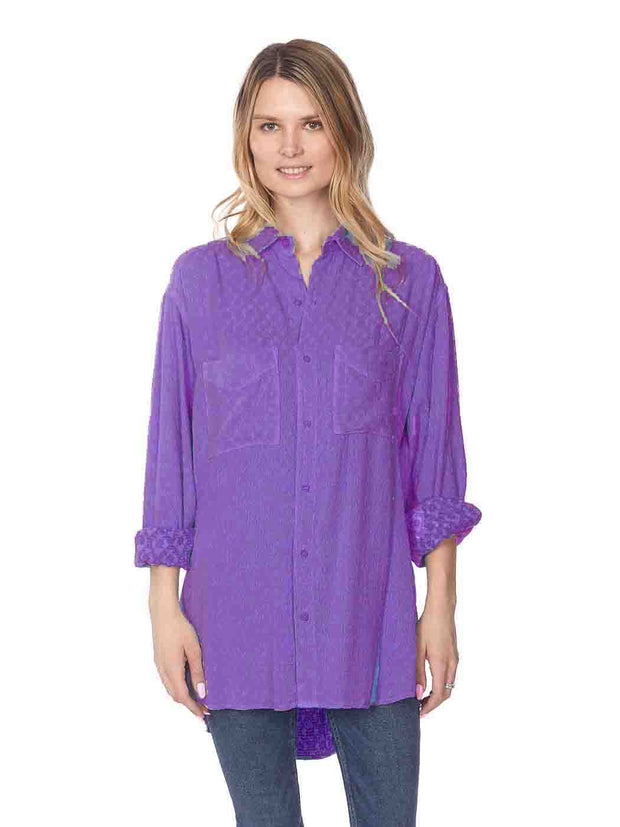 Tianello "Femme"  TENCEL™ Jacquard "Boyfriend" Shirt-Big Shirt