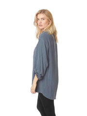 Tianello TENCEL™  "Femme"   Jacquard "Boyfriend" Shirt-Big Shirt - Coal