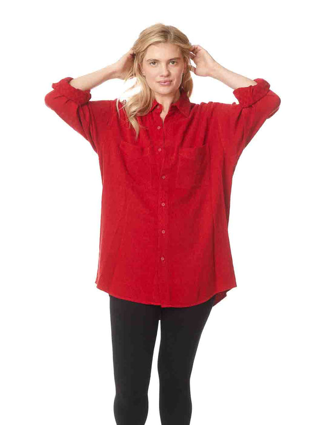 Tianello TENCEL™  "Femme"   Jacquard "Boyfriend" Shirt-Big Shirt - POMEGRANATE