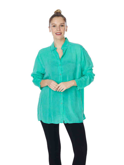 Tianello  Sueded "Cupro" Long Sleeve "Christiana" Blouse