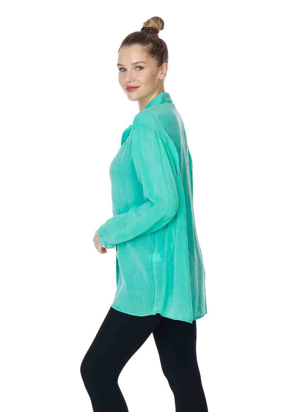 Tianello  Sueded "Cupro" Long Sleeve "Christiana" Blouse